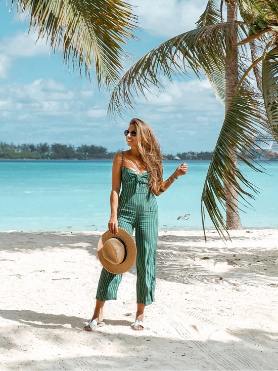 Faithfull the Brand Pants - Faithfull The Brand Green Striped Wide-Leg Jumpsuit